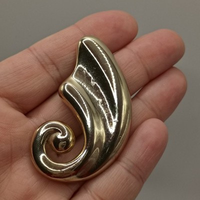 Vintage Gold Tone Abstract Scroll Swirl Modernist Brooch Sculptural HEAVY | eBay US