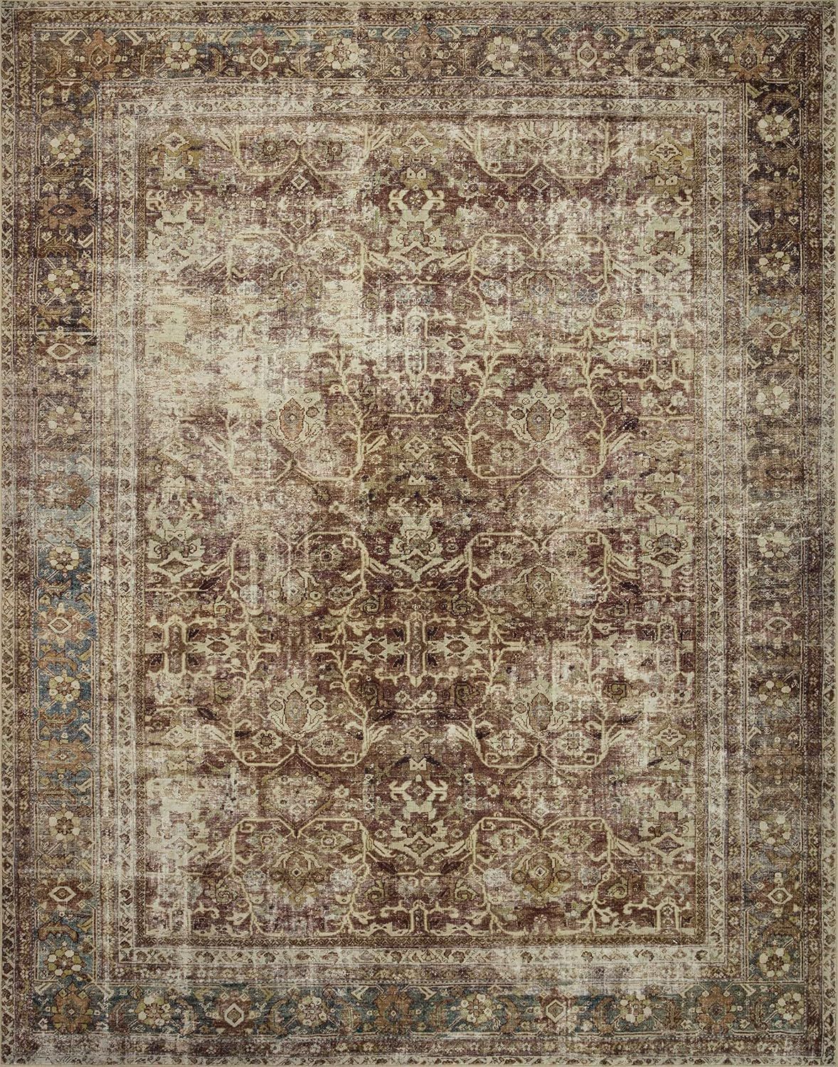 Loloi x Magnolia Home by Joanna Gaines Sinclair SIN-01 Collection Machine Washable Area Rug, Rust... | Amazon (US)