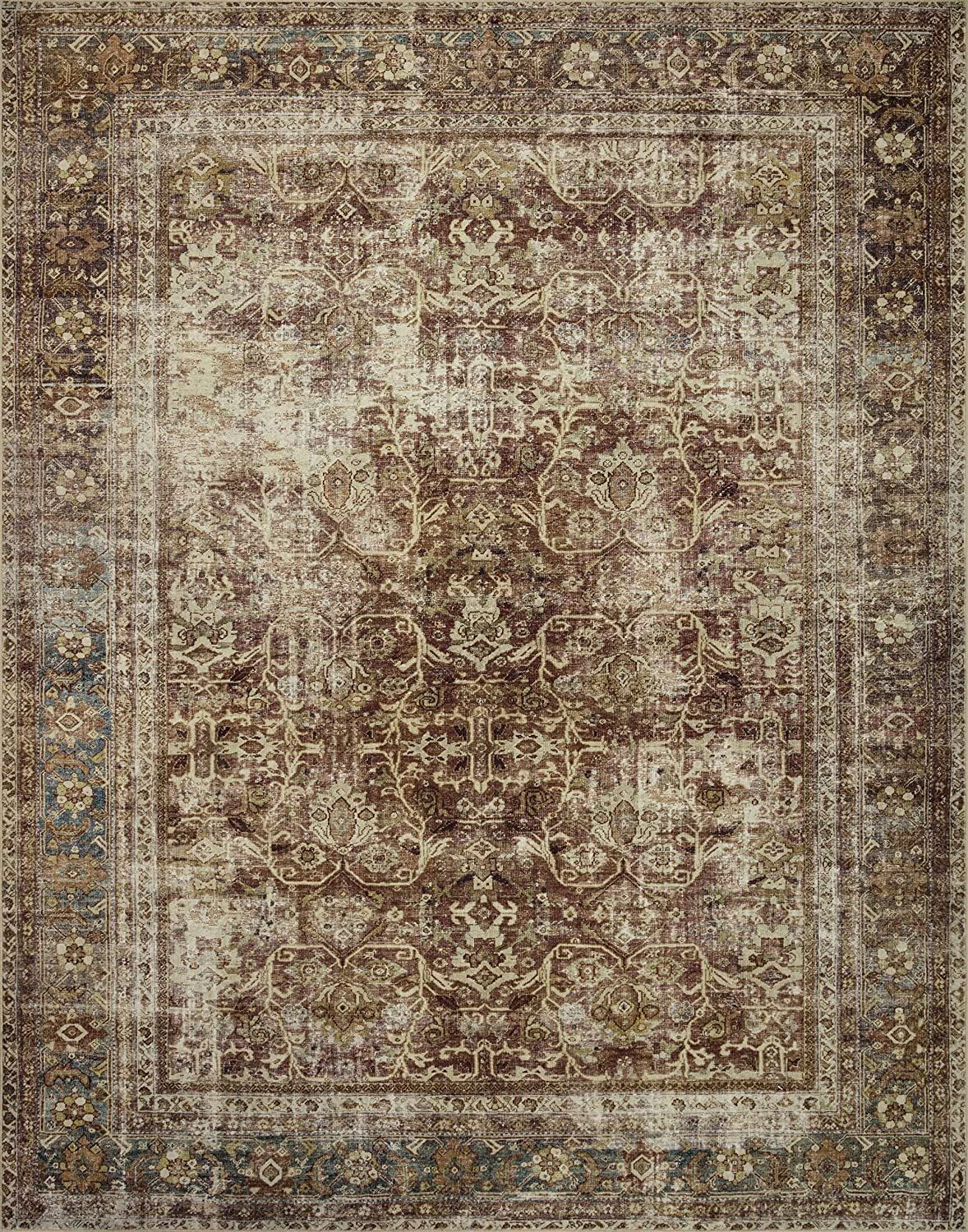Loloi x Magnolia Home by Joanna Gaines Sinclair SIN-01 Collection Machine Washable Area Rug, Rust... | Amazon (US)