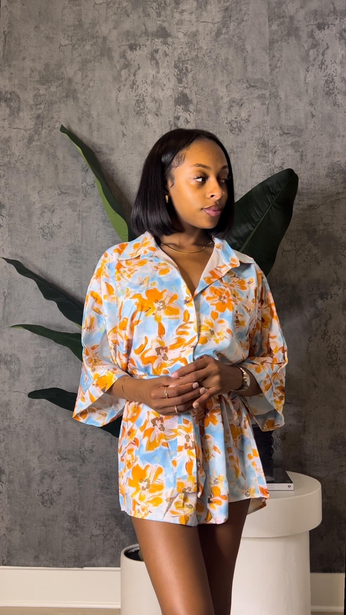 Floral print tie waist bell sleeve romper from Micas 🤍

#LTKunder50 #LTKstyletip #LTKtravel