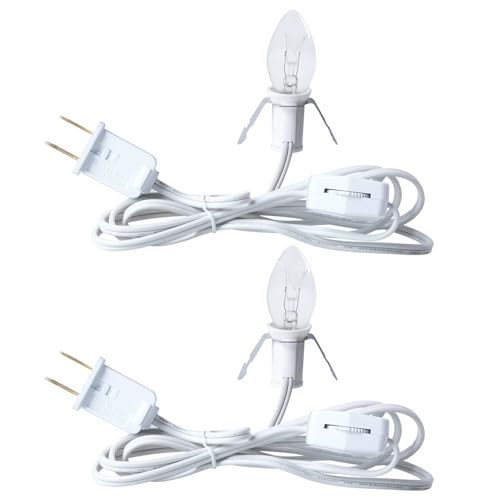 Accessory Cord with One Clear Light Bulb, 6 Feet UL Listed White Cord with On and Off Switch Plugs - Perfect for Holiday Decorations and Craft Projects, 2 Pack | Amazon (US)