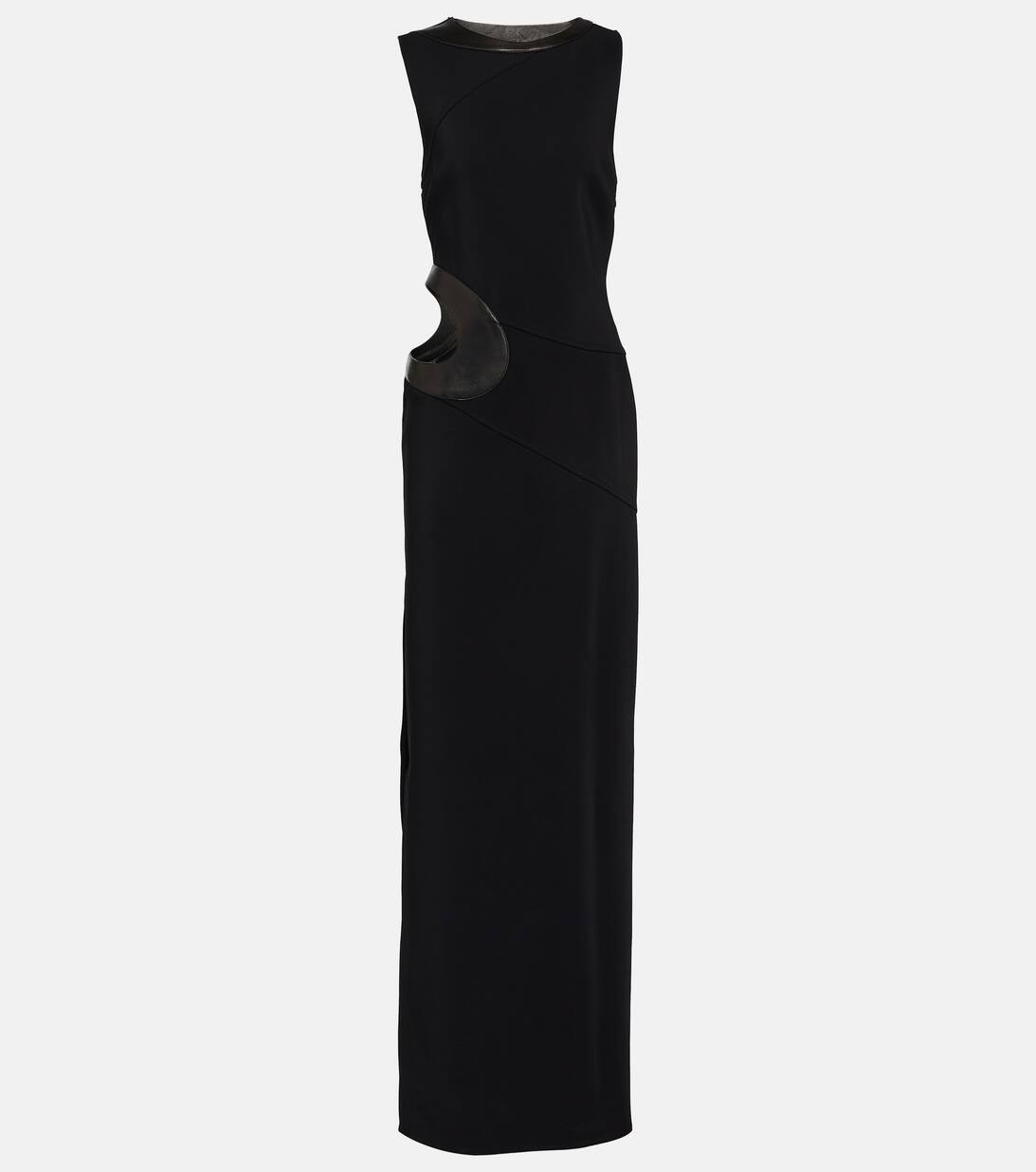 Cutout leather-trimmed gown | Mytheresa (UK)