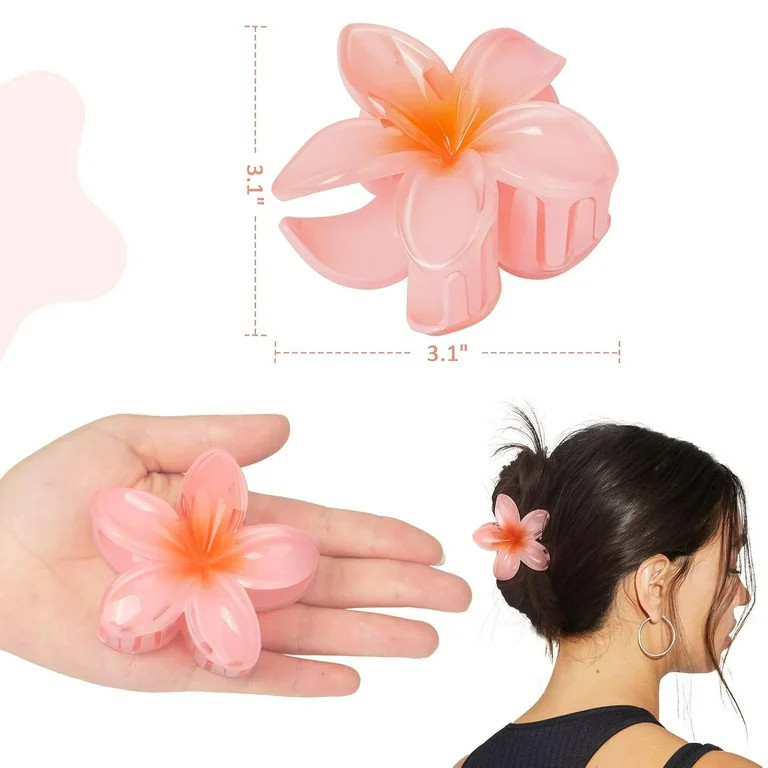 6 Pcs Flower Hair Claw Clips, Hawaiian Claw Clips for Women Thick Hair, Beach Cute Hair Accessori... | Walmart (US)