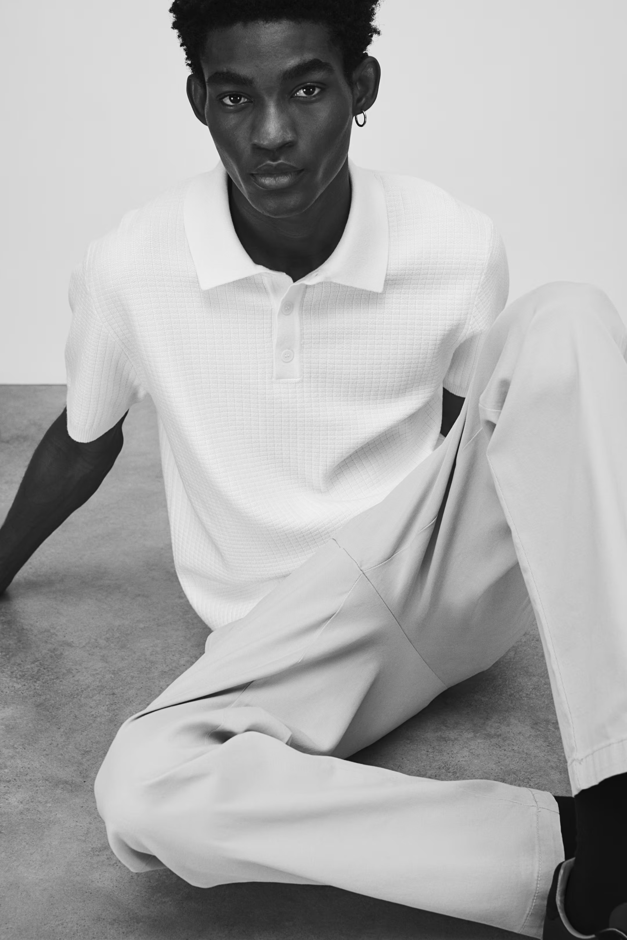 Regular Fit Textured-knit polo shirt | H&M (UK, MY, IN, SG, PH, TW, HK)