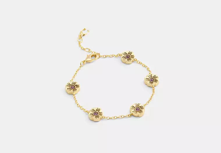 Tea Rose Station Linear Bracelet | Coach Outlet US
