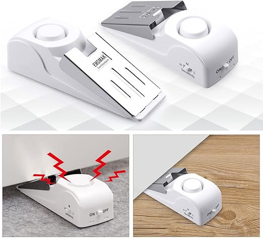 EMDMAK Door Stop Alarm with 120DB Siren Door Stop for Home & Travel (White) (Pack of 2) | Amazon (US)