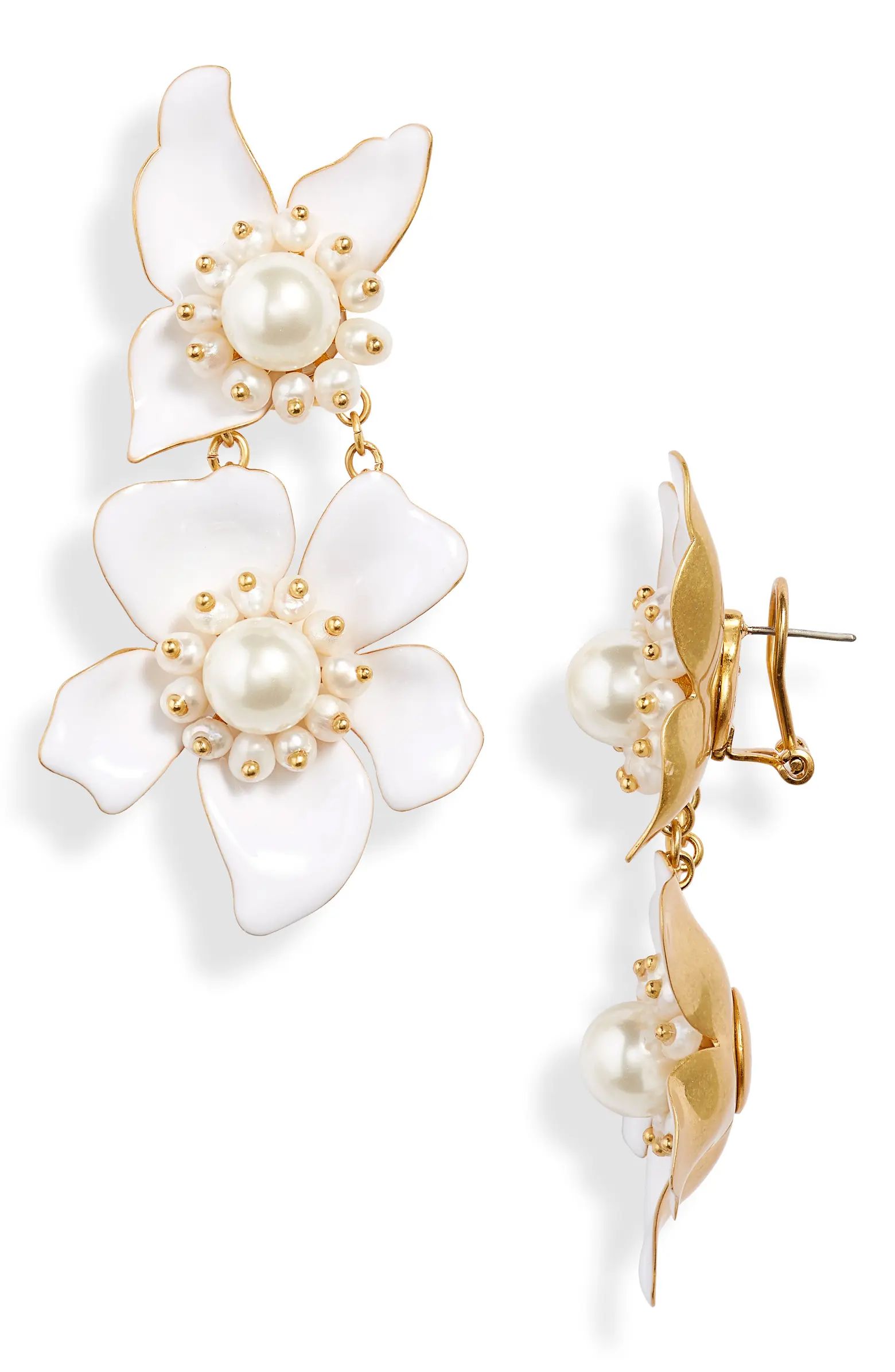 kate spade new york floral imitation pearl statement drop earrings | Nordstrom | Nordstrom