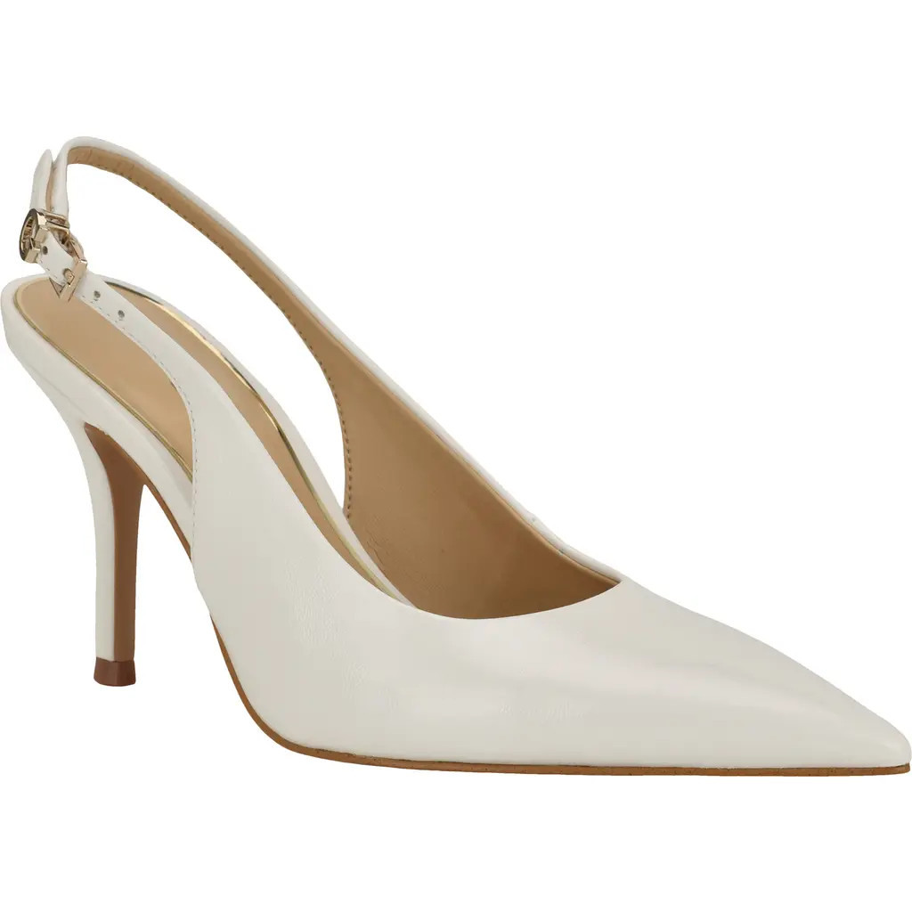 GUESS Princelsa Slingback Pointed Toe Pump in White at Nordstrom, Size 9.5 | Nordstrom