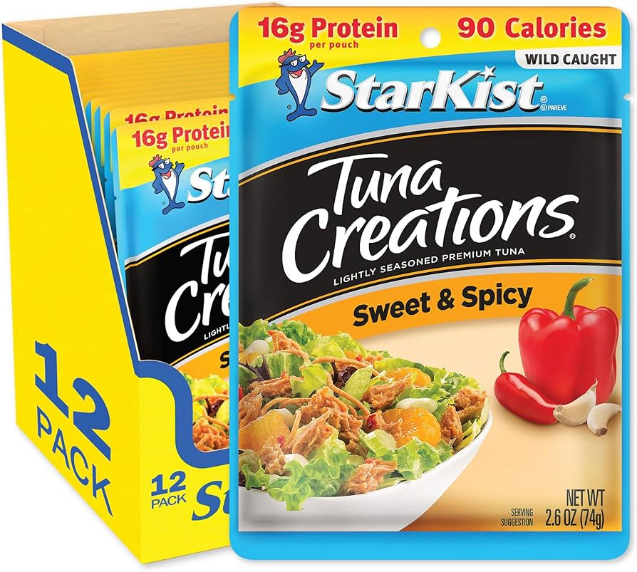 StarKist Tuna Creations Sweet and Spicy, 2.6 oz Pouch (12 Pack) Ready to Eat Wild Caught Tuna, 16... | Amazon (US)