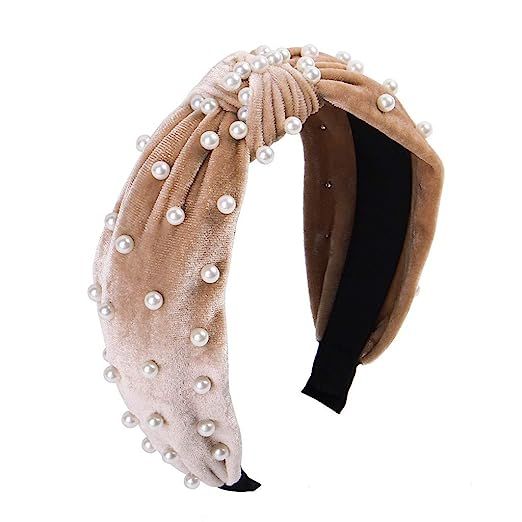 Headbands for Women Pearl Headbands - 1PCS Twisted Faux Pearl Velvet Headband Elegant Bling Hair ... | Amazon (US)