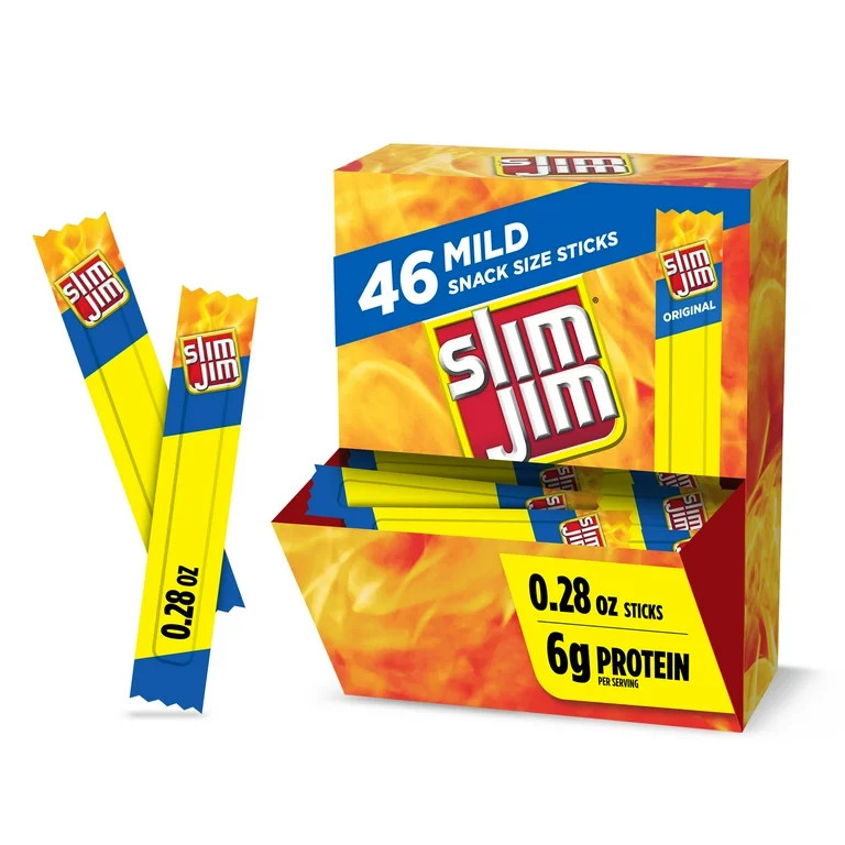 Slim Jim Smoked Meat Sticks, Mild Flavor, 6g Protein Per Serving, Snack Size, Camping Snack, 0.28... | Walmart (US)