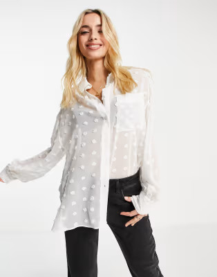 ASOS DESIGN oversized shirt in white dobby | ASOS (Global)