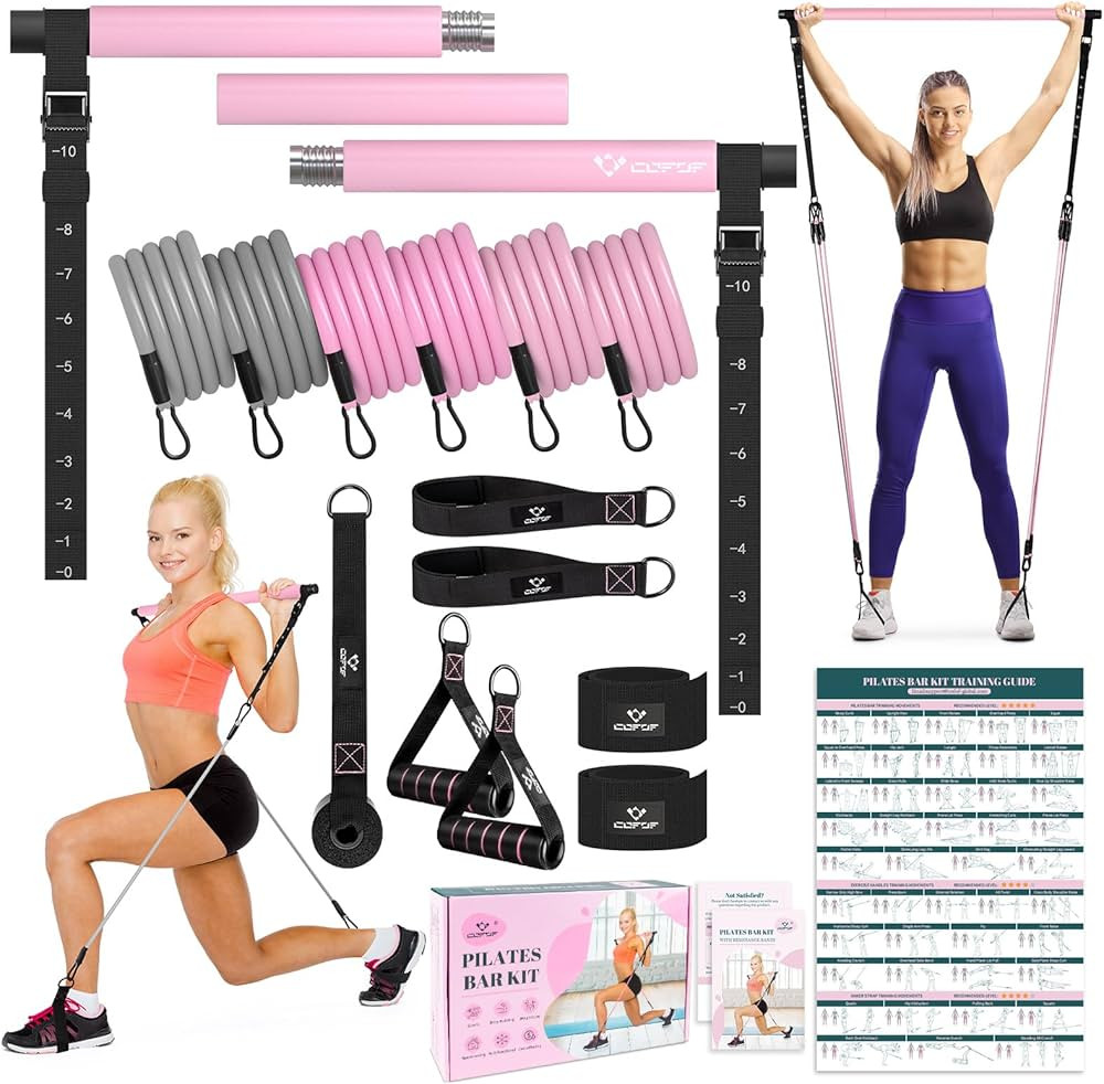 Pilates Bar Kit with Resistance Bands, Multifunctional Yoga Pilates Bar with Heavy-Duty Metal Adj... | Amazon (US)