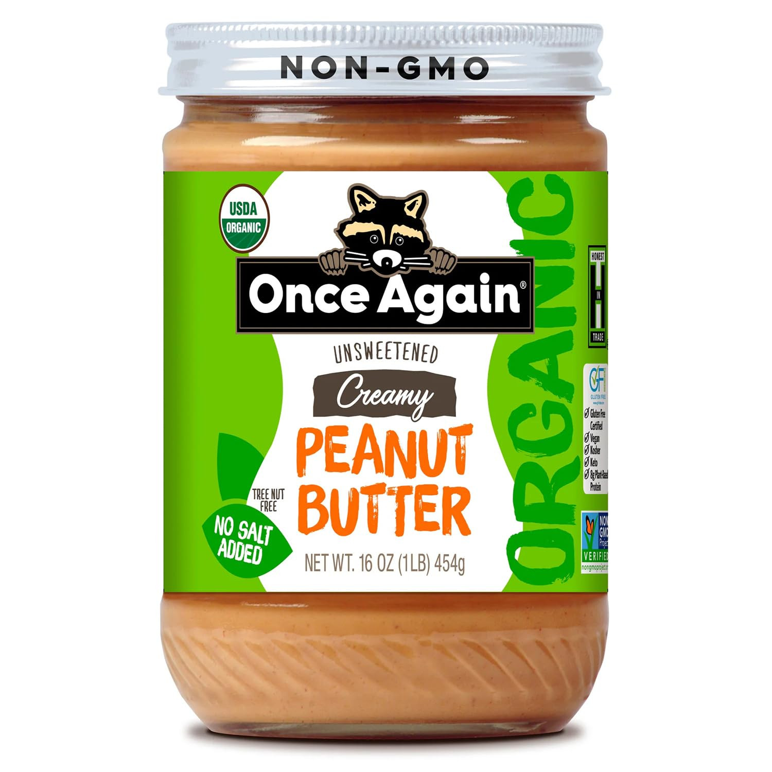 Once Again Organic Creamy Peanut Butter No Sugar Added - Single Ingredient, Unsalted, Natural Pea... | Amazon (US)