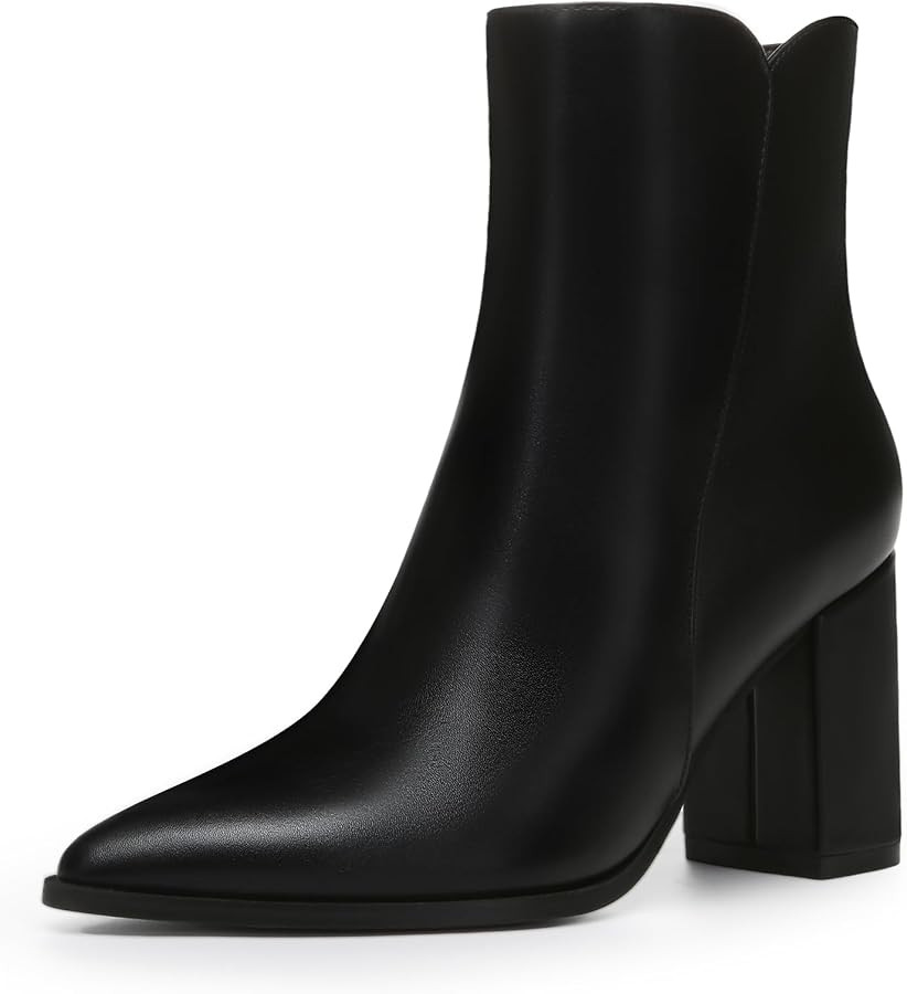 Women's Chunky High Heel Pointed Toe Ankle Booties | Amazon (US)