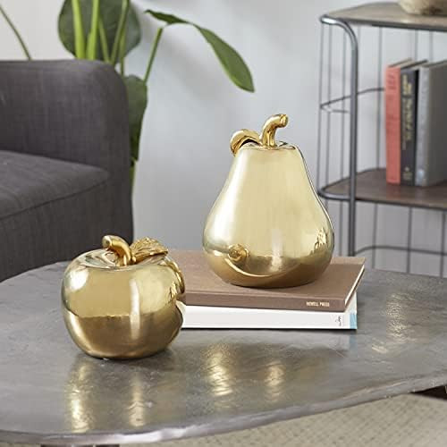 Deco 79 59707 Exceptional Ceramic Pear Apple, Set of 2, Gold | Amazon (US)