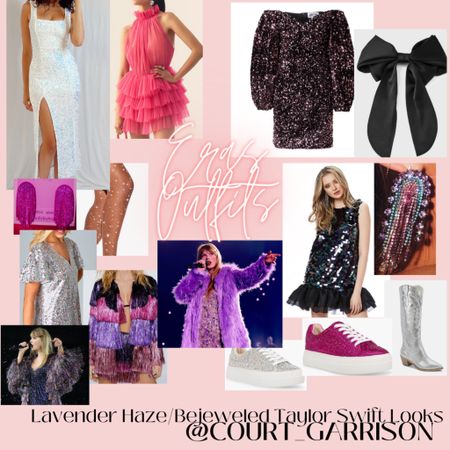 Taylor Swift Outfit Ideas: Lavender Haze & Bejeweled!  Included cute Sneakers & multiple Taylor Swift Concert looks! ✨✨✨
.
.
 I linked some sparkly tights too, and cowgirl boots to wear to the show ✨✨✨✨ PLUS, the cutest cardigan! 
.
.
.
#erastour #Rep #Reputation #nashvilleoutfit #countryconcert #dresses #vacationoutfit #taylorswift #sequin 
#swifties #sparkletights #lavenderhaze #lavender #midnights #lover 
#youneedtocalmdown #rainbow #colorfulsparkles #bejeweled #midnights #speaknow #fearless 
#mirrorball #1989 #shakeitoff 
#sequinblazer #silversequins #folklore #evermore 
