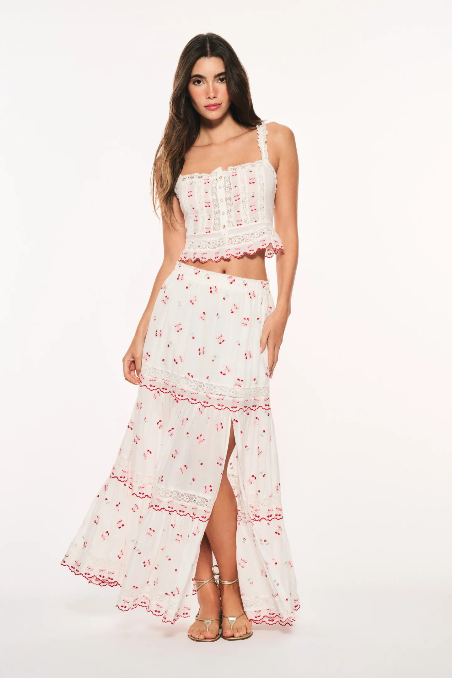 Patten Cotton Cherry Maxi Skirt | LoveShackFancy