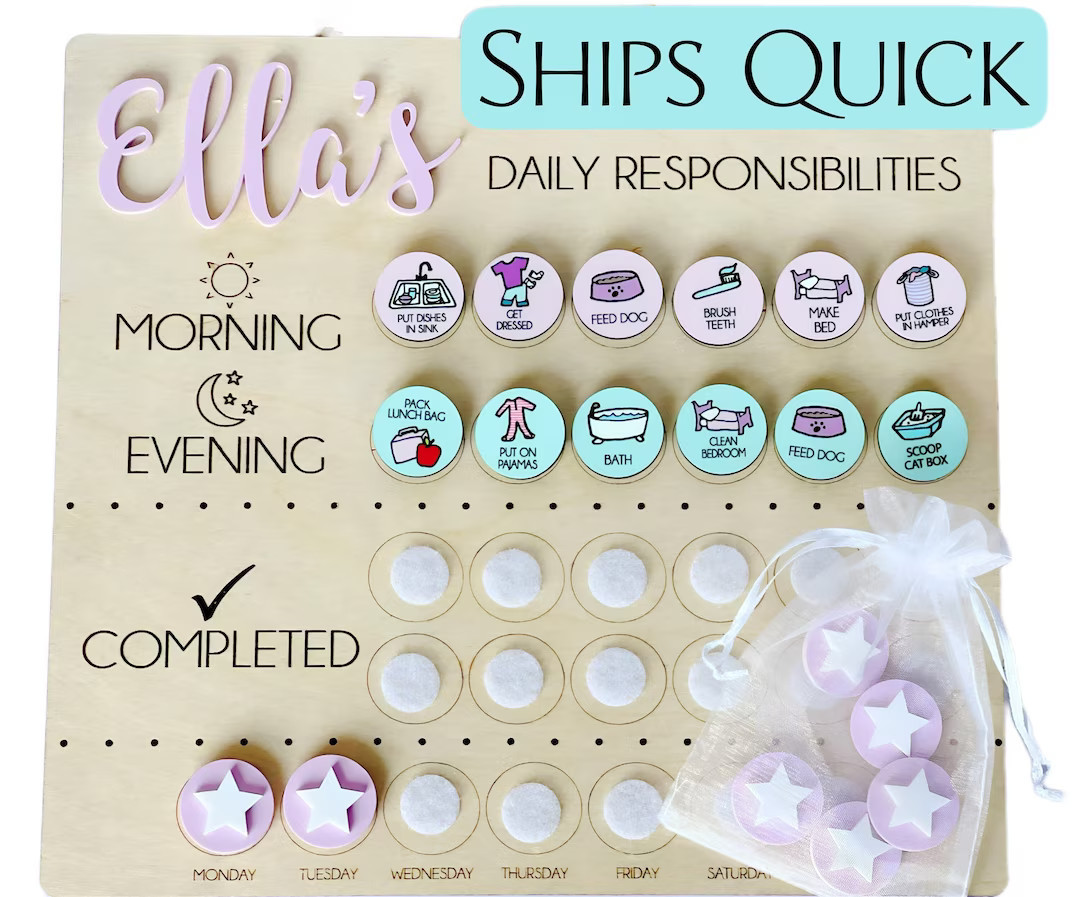 Personalized Childs Chore Chart with Pictures, Daily Toddler Routine Chart, Customized Kids Organ... | Etsy (US)