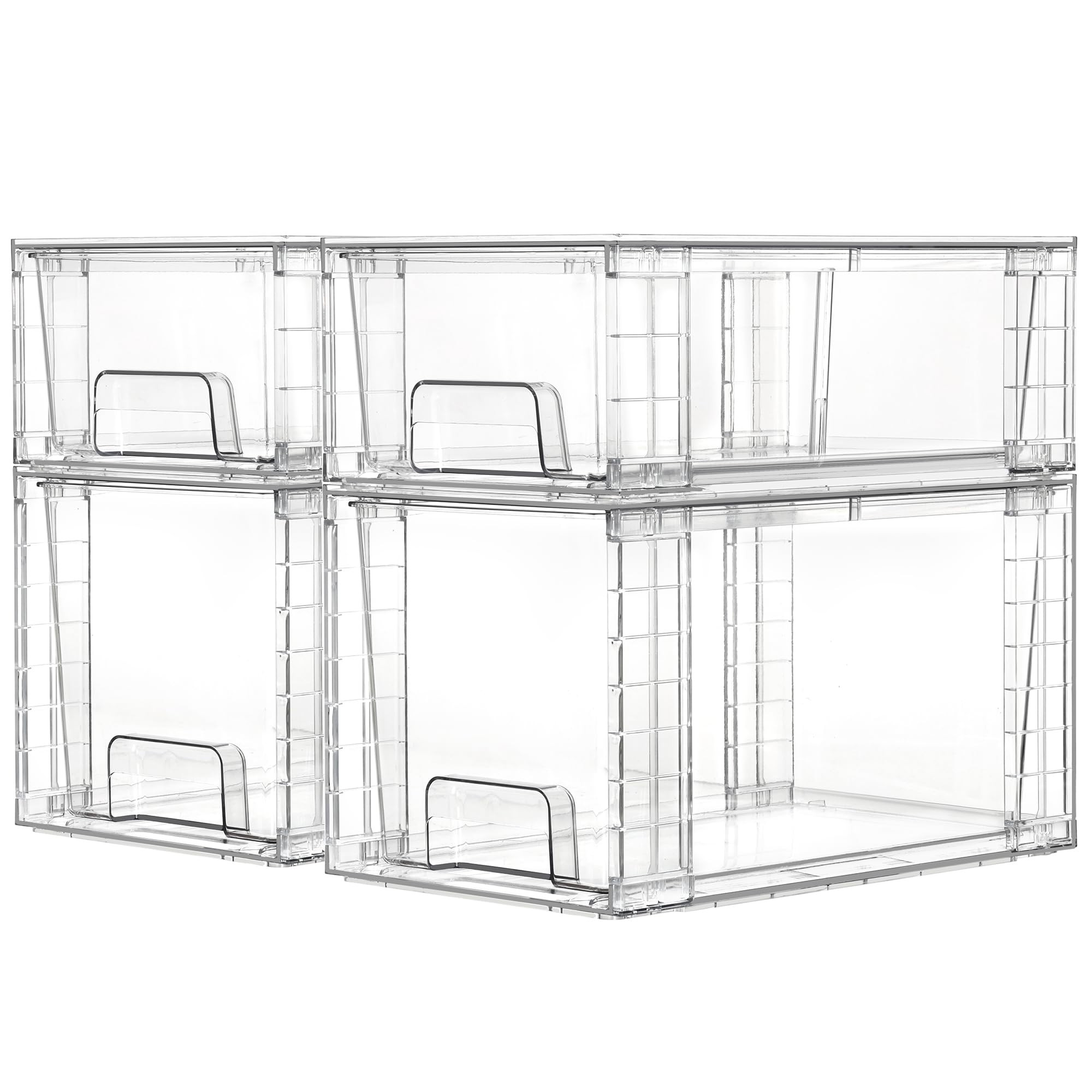 Vtopmart 4 Pack Clear Stackable Storage Drawers,Easy to Assemble Bathroom Organizers and Storage ... | Amazon (US)
