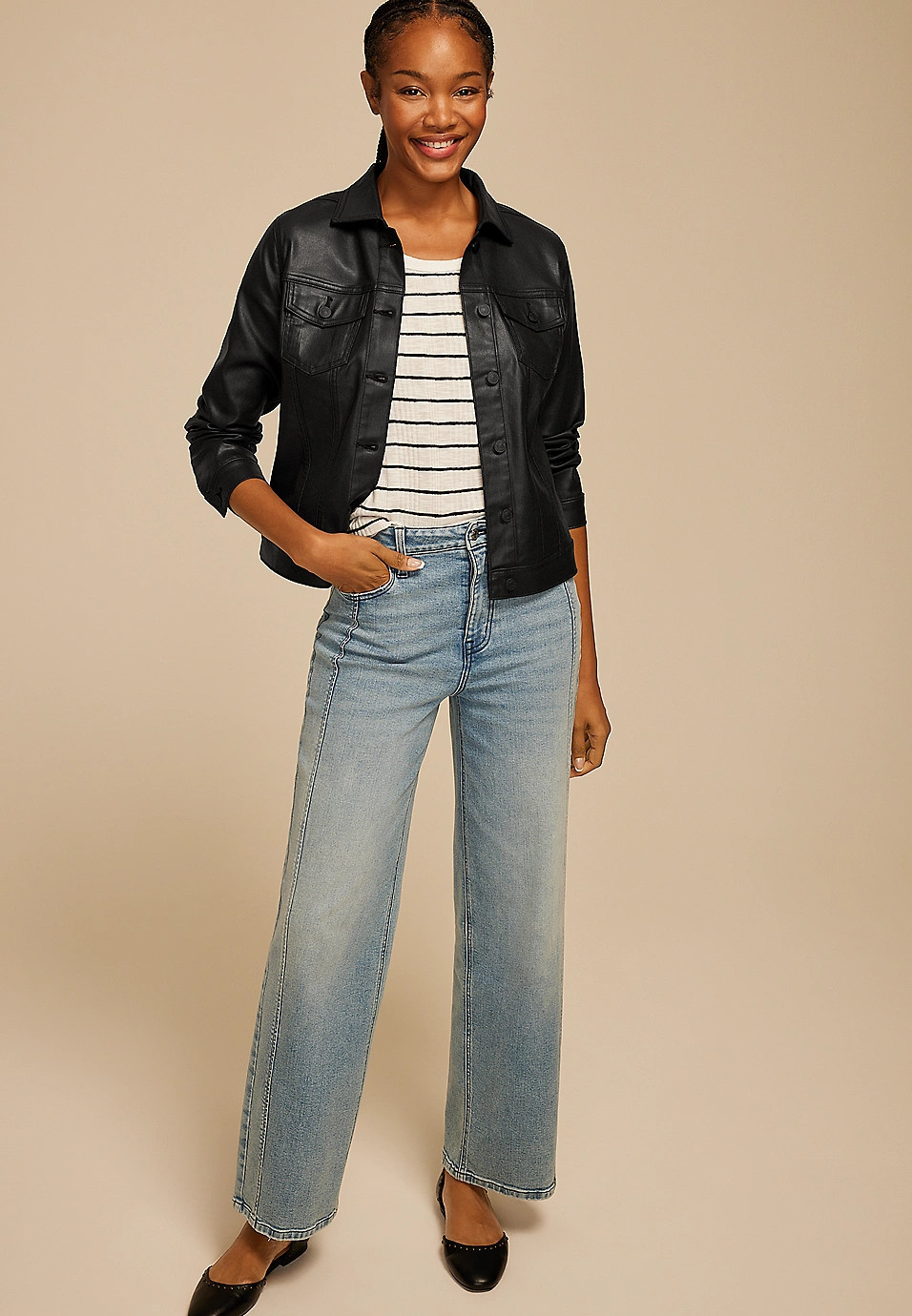 Black Coated Jacket | Maurices