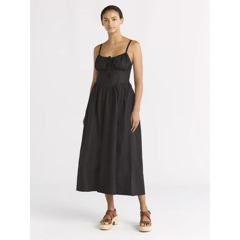 Free Assembly Women's Cotton Milkmaid Corset Maxi Dress, Sizes XS-XXXL | Walmart (US)