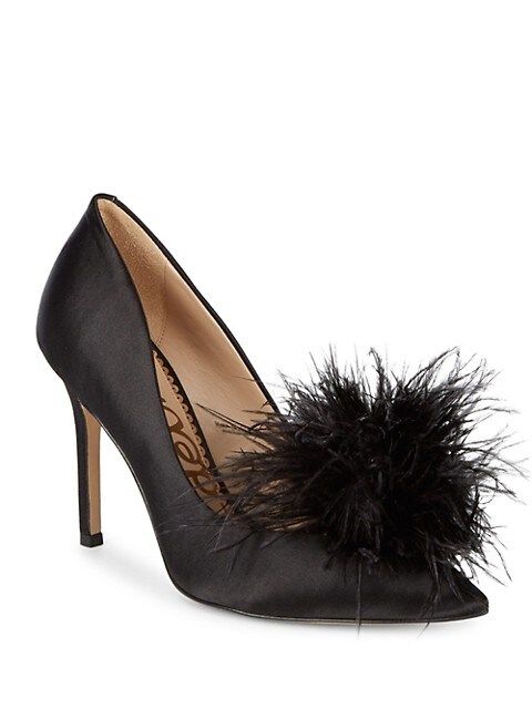 Sam Edelman Haide Satin Feather Pumps on SALE | Saks OFF 5TH | Saks Fifth Avenue OFF 5TH