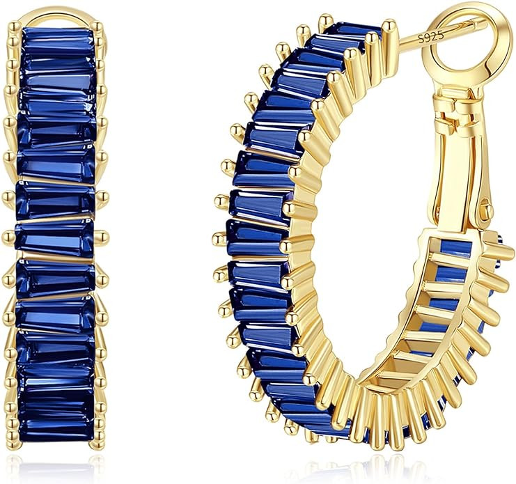 Trendy CZ Gold Hoop Earrings for Women, Lightweight Chunky Silver Earrings for Women 14K Real Gol... | Amazon (US)