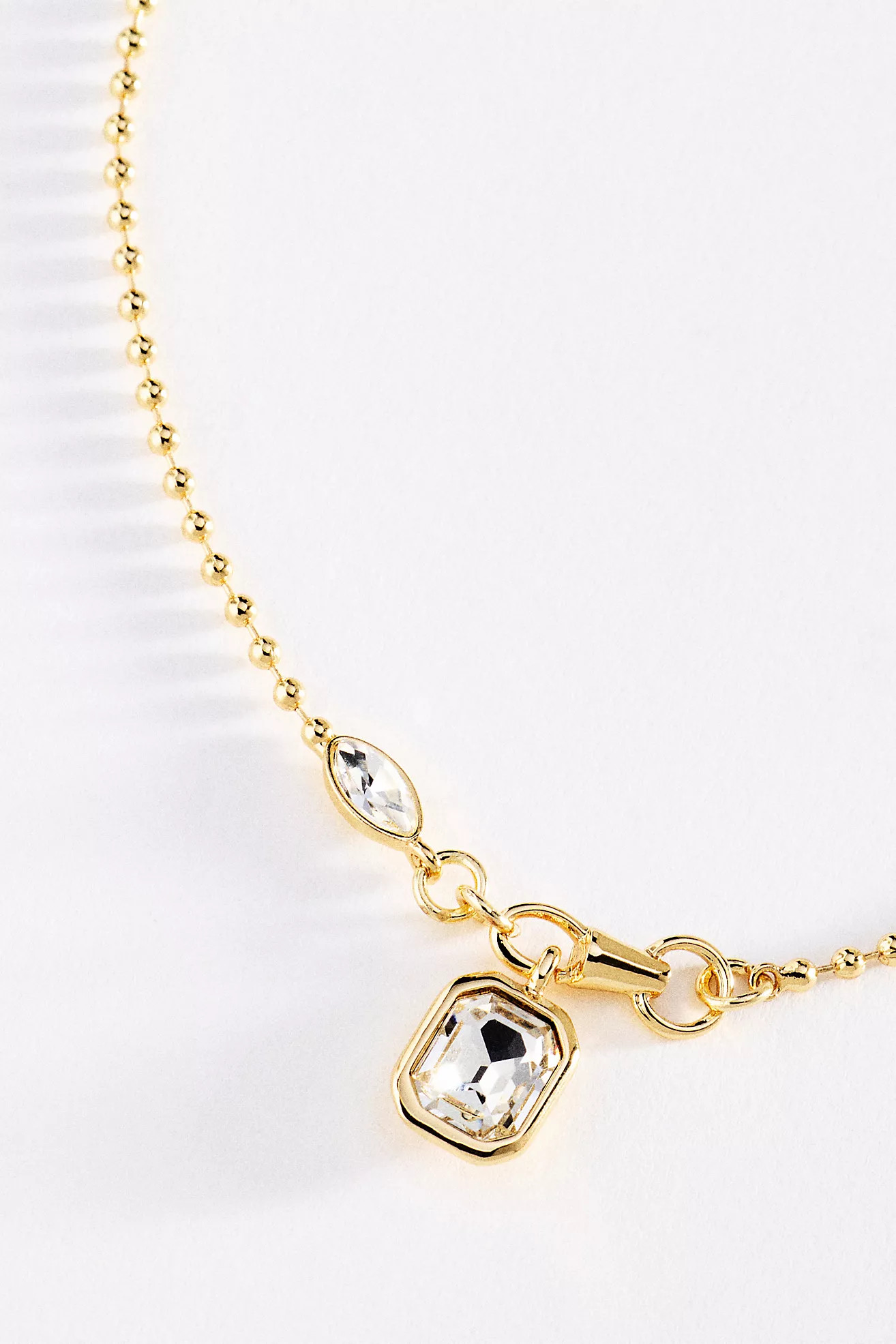 Bezel Crystal Pendant Ball Chain Necklace | Anthropologie (US)