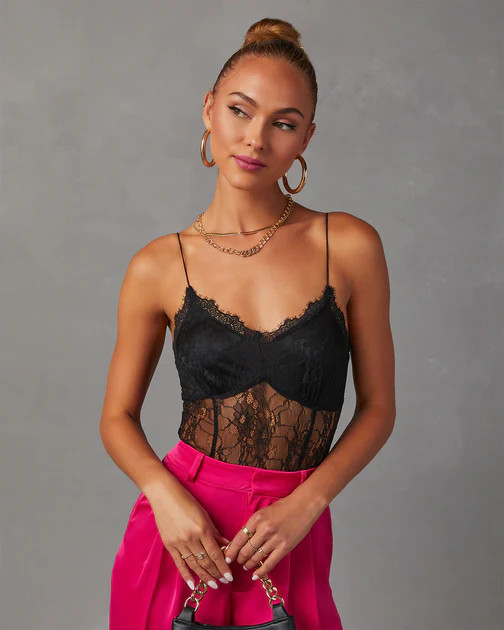 Late Night Lace Bodysuit - Black | VICI