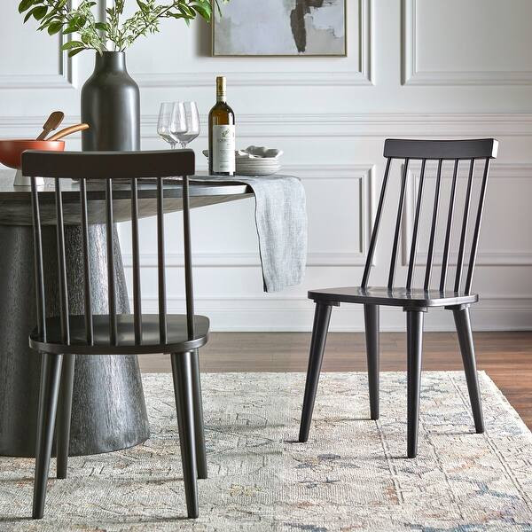 Lifestorey Lowry Solid Wood Spindle Dining Chairs (Set of 2) - Set of 2 - Black - Dining Height | Bed Bath & Beyond