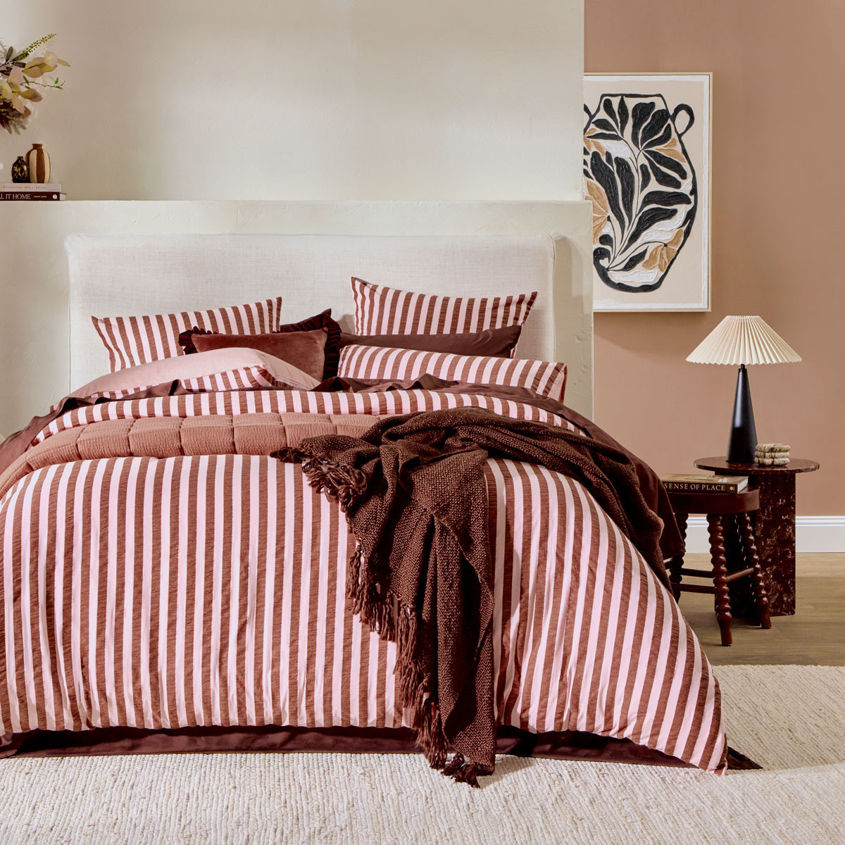 Jordan Stripe Blush Quilt Cover Set | Pillow Talk AU