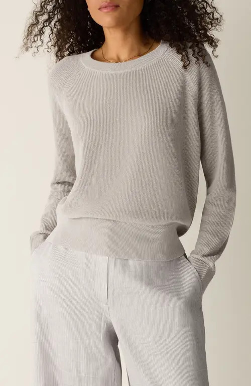 Eileen Fisher Crewneck Organic Linen & Organic Cotton Sweater in Undyed Natural at Nordstrom, Size Large | Nordstrom