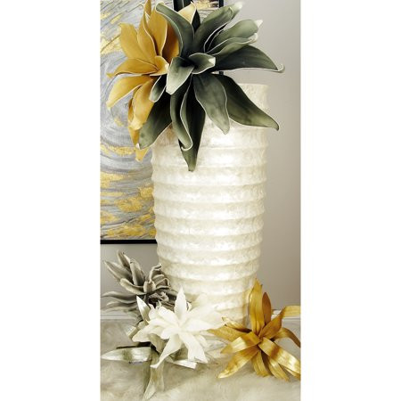 DecMode 48 Tall Floor White Capiz Shell Vase with Ripple Design | Walmart (US)