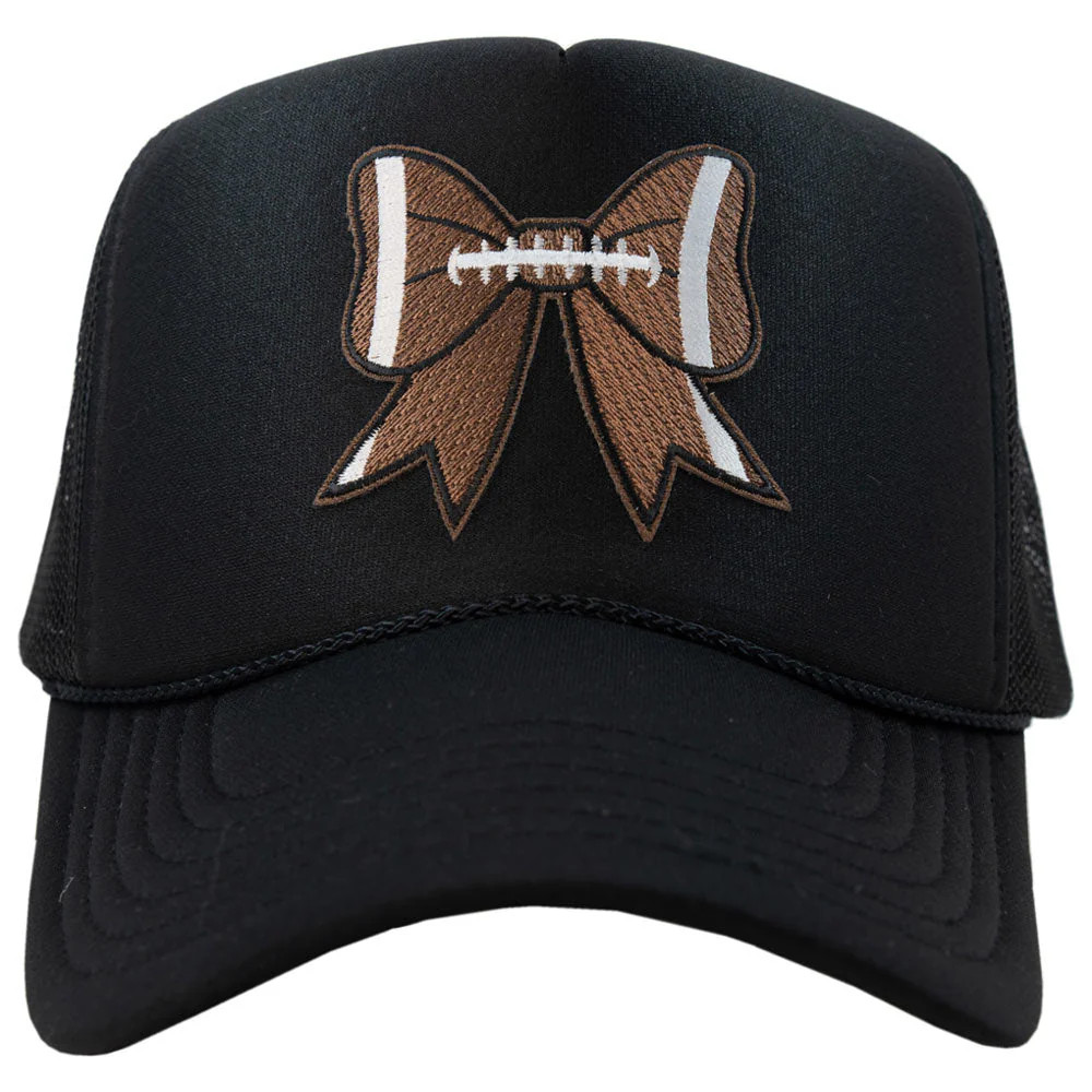 Football Bow Coquette Patch Women's Foam Trucker Hat | Katydid.com