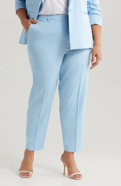 Tahari ASL Classic Pinstripe Straight Leg Pants in Ice Blue at Nordstrom, Size 24W | Nordstrom