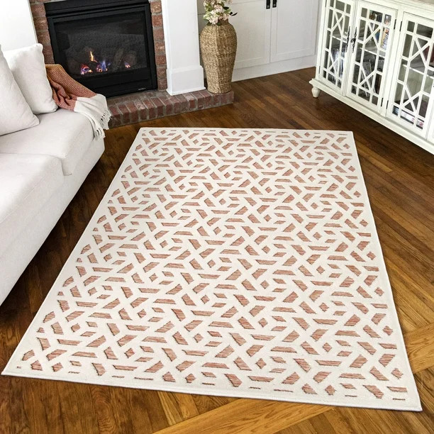 Simply Southern Cottage Springhill, Orange, Area Rug, 9' x 12' - Walmart.com | Walmart (US)