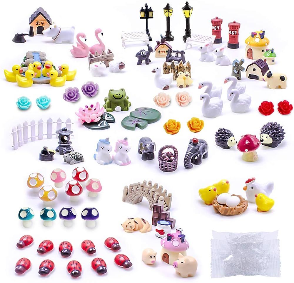 Dracarys Selected 100 Pcs Fairy Garden Accessories, Fairy Garden Kit, Miniature Figurines, Micro ... | Amazon (US)