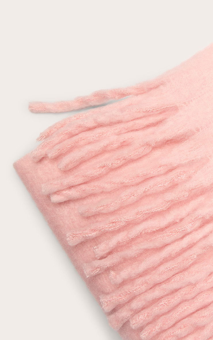 Powder Pink Brushed Knit Tassel Scarf | Accessories | PrettyLittleThing US