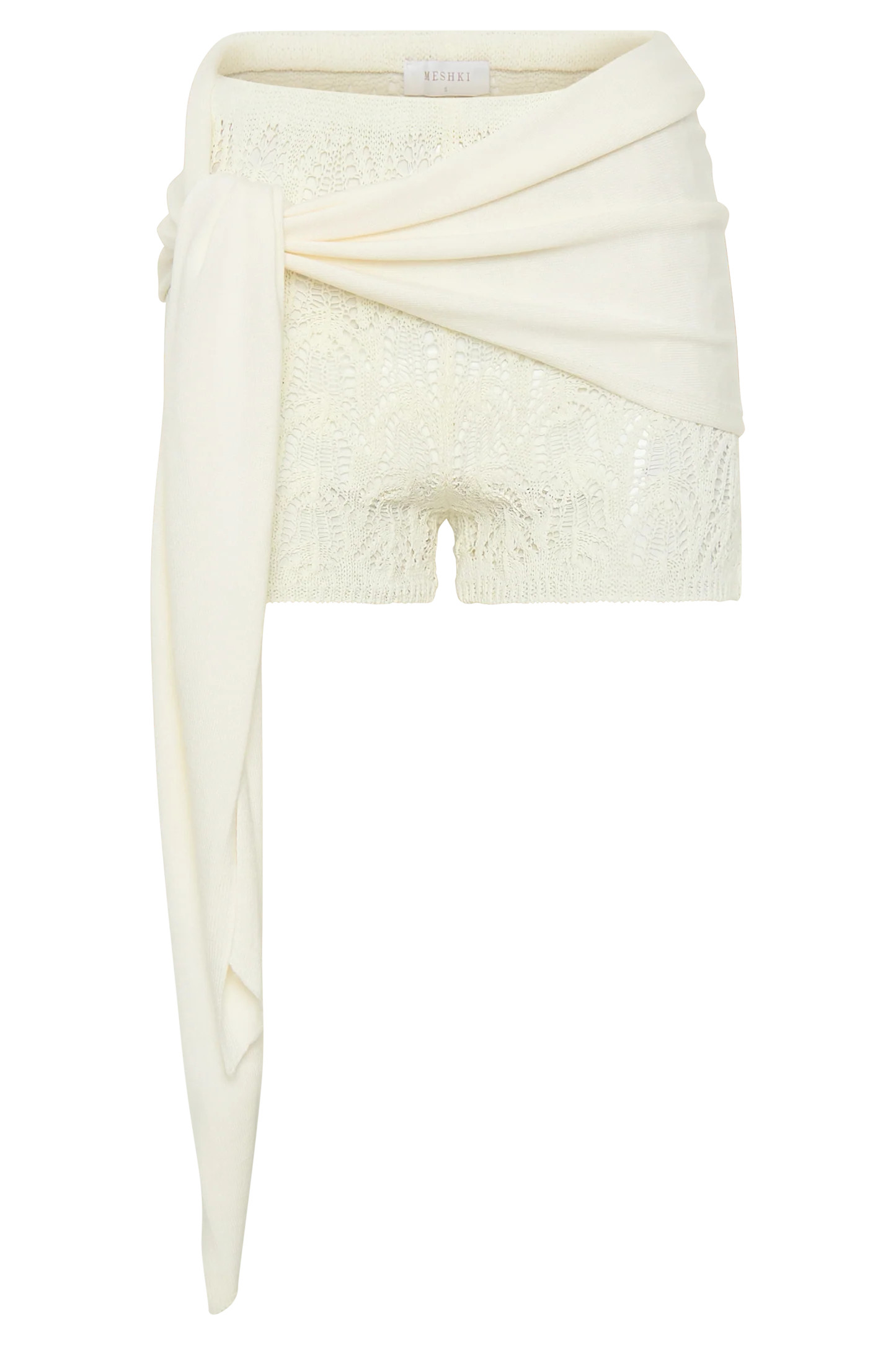 Crochet Shorts With Knit Overlay - Ivory | MESHKI US