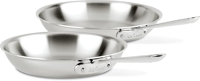 All-Clad D3 Stainless Steel Frying pan cookware set, 10-Inch and 12-Inch, Silver | Amazon (US)