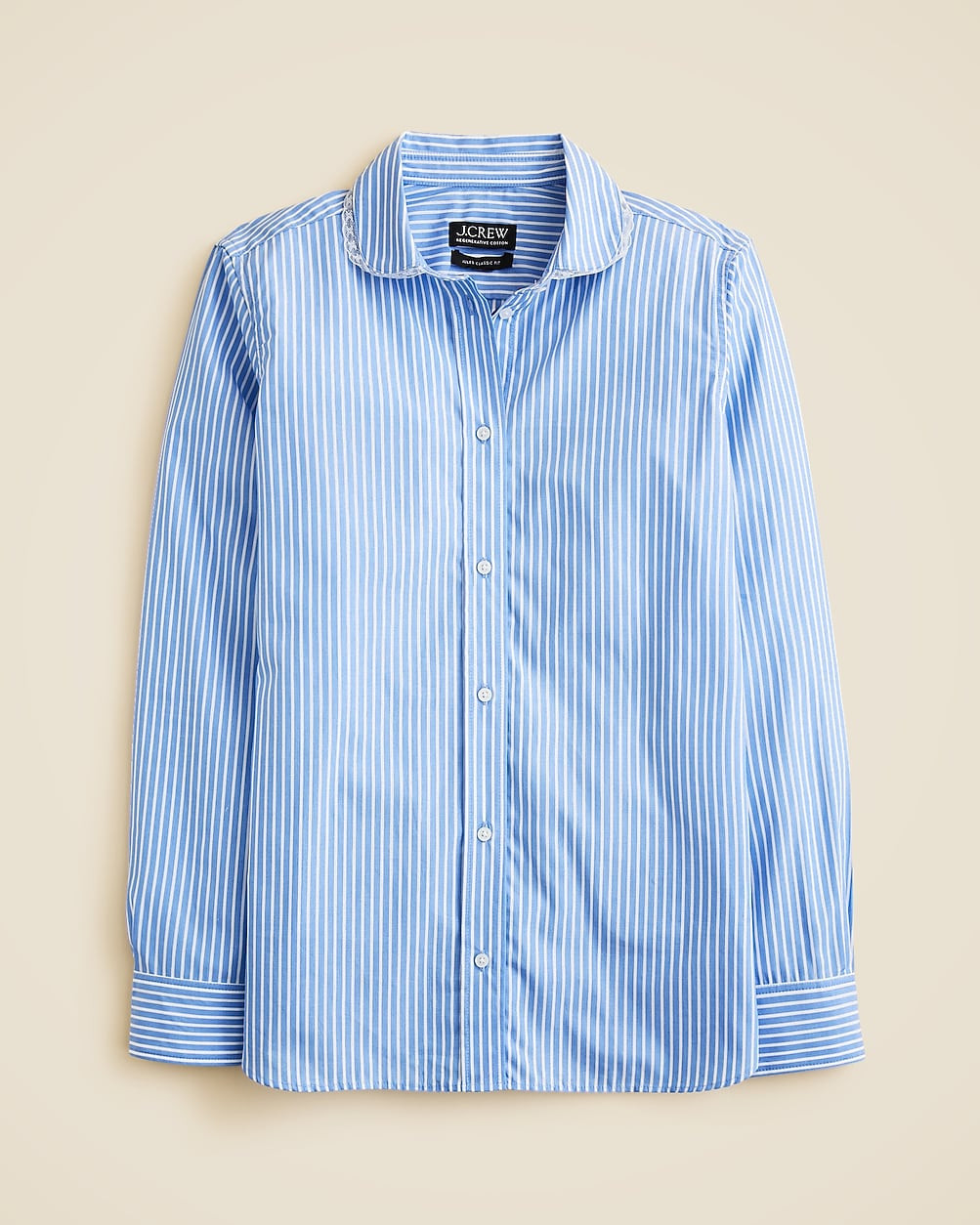 Jules club-collar shirt in striped cotton poplin | J. Crew US