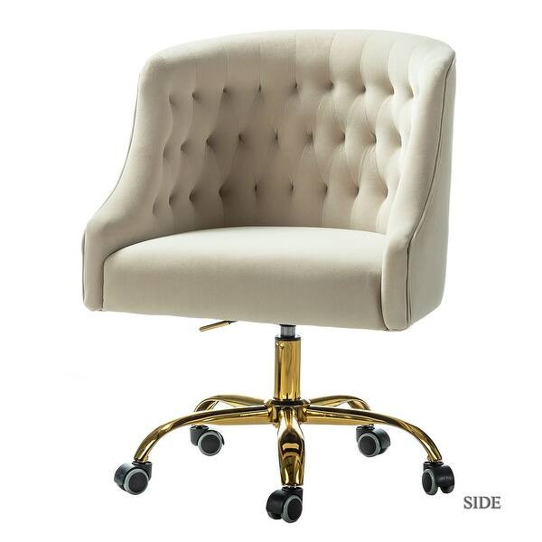 Lydia Swivel Height Adjustable Task Chair with Gold Base - TAN | Bed Bath & Beyond