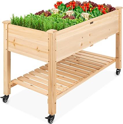 Best Choice Products Raised Garden Bed 48x24x32-inch Mobile Elevated Wood Planter w/Lockable Whee... | Amazon (US)