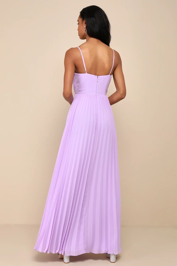 Admirable Elegance Lavender Pleated Bustier Maxi Dress | Lulus
