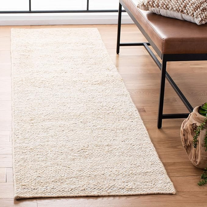 SAFAVIEH Natura Collection 2'3" x 8' Ivory NAT263A Handmade Wool Runner Rug | Amazon (US)