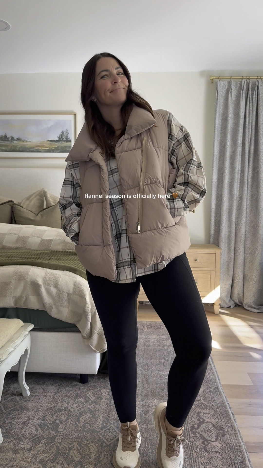 Winter outfit inspo 🧣 Here’s how to style a flannel for cozy days: plaid flannel top, oversized puffer vest, butt lifting leggings + Nortiv 8 walking shoes >> like walking on a cloud ☁️

#winteroutfit #flannelfashion #amazonfinds #cozystyle 

#LTKPlusSize #LTKActive #LTKSeasonal