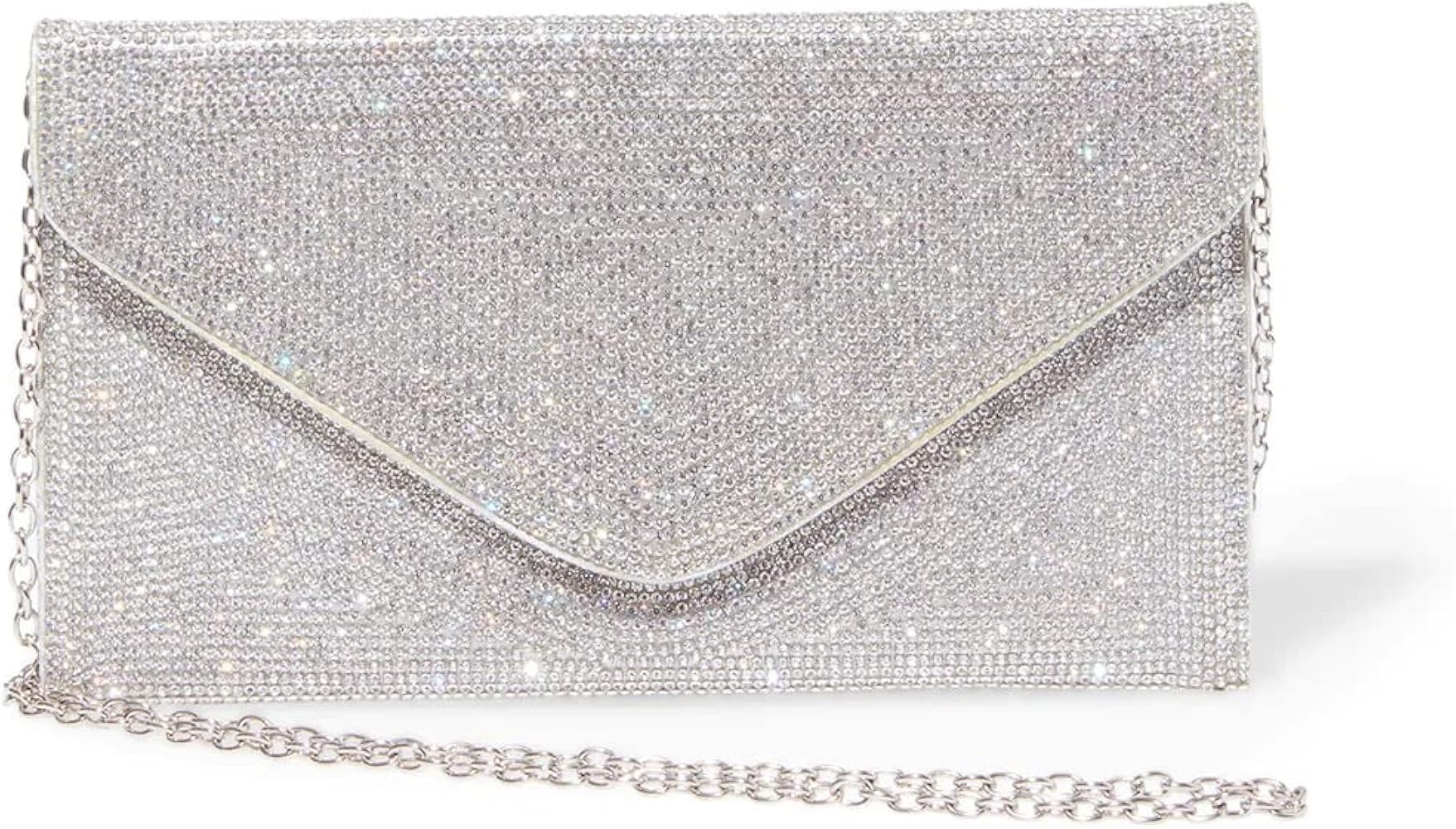 Steve Madden Swagger Rhinestone Clutch, Silver | Amazon (US)