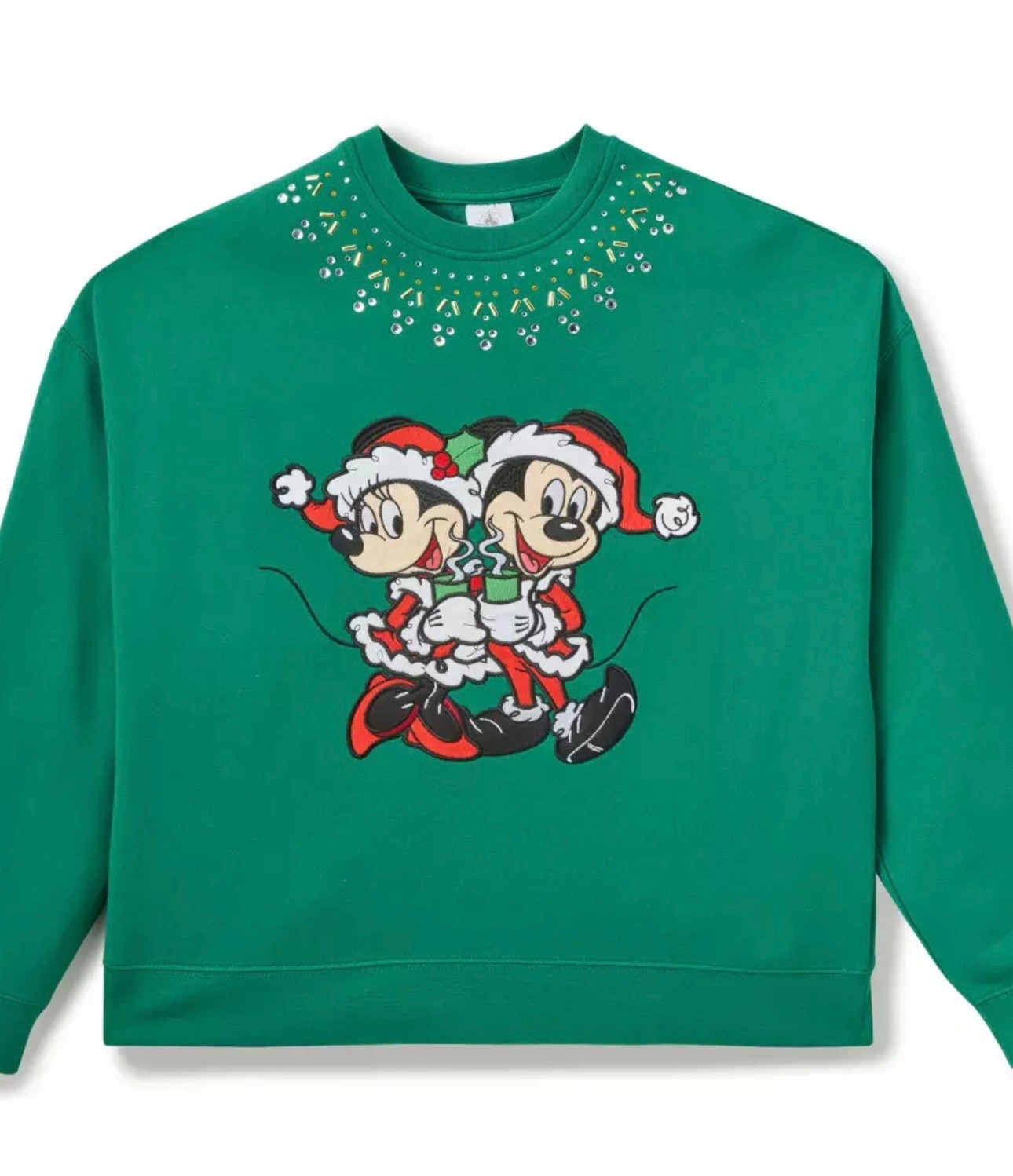 Santa Mickey and Minnie holiday pullover crew Disney Christmas 