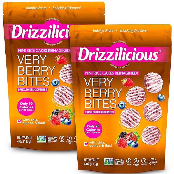 Drizzilicious Mini Rice Cakes Very Berry - Rice Crisps, Healthy Snack for Adults and Kids, Flavor... | Amazon (US)